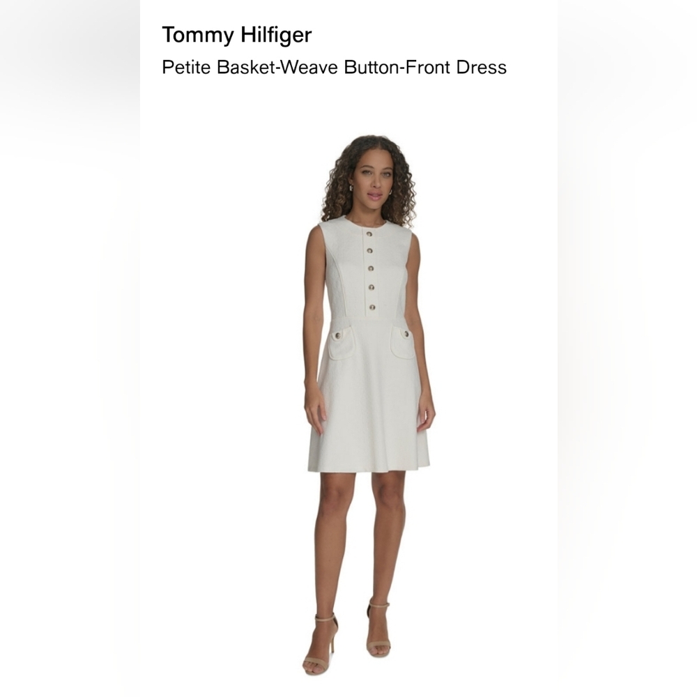 Tommy Hilfiger Cream Sleeveless Button-Front A-Line Mini Dress